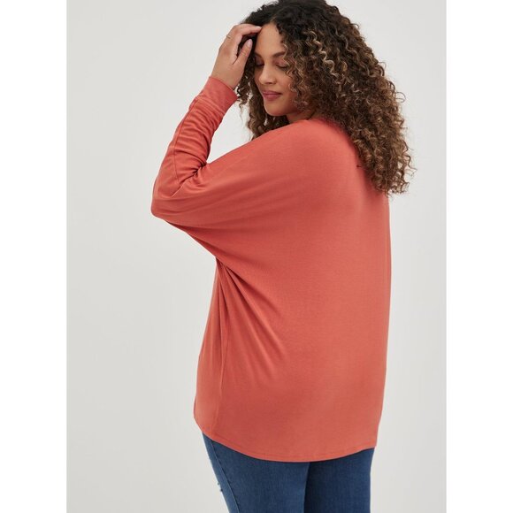 Torrid Relaxed Super Soft Dolman Tee Orange Pullover Sleeve Knit Size 1X - Picture 7 of 7